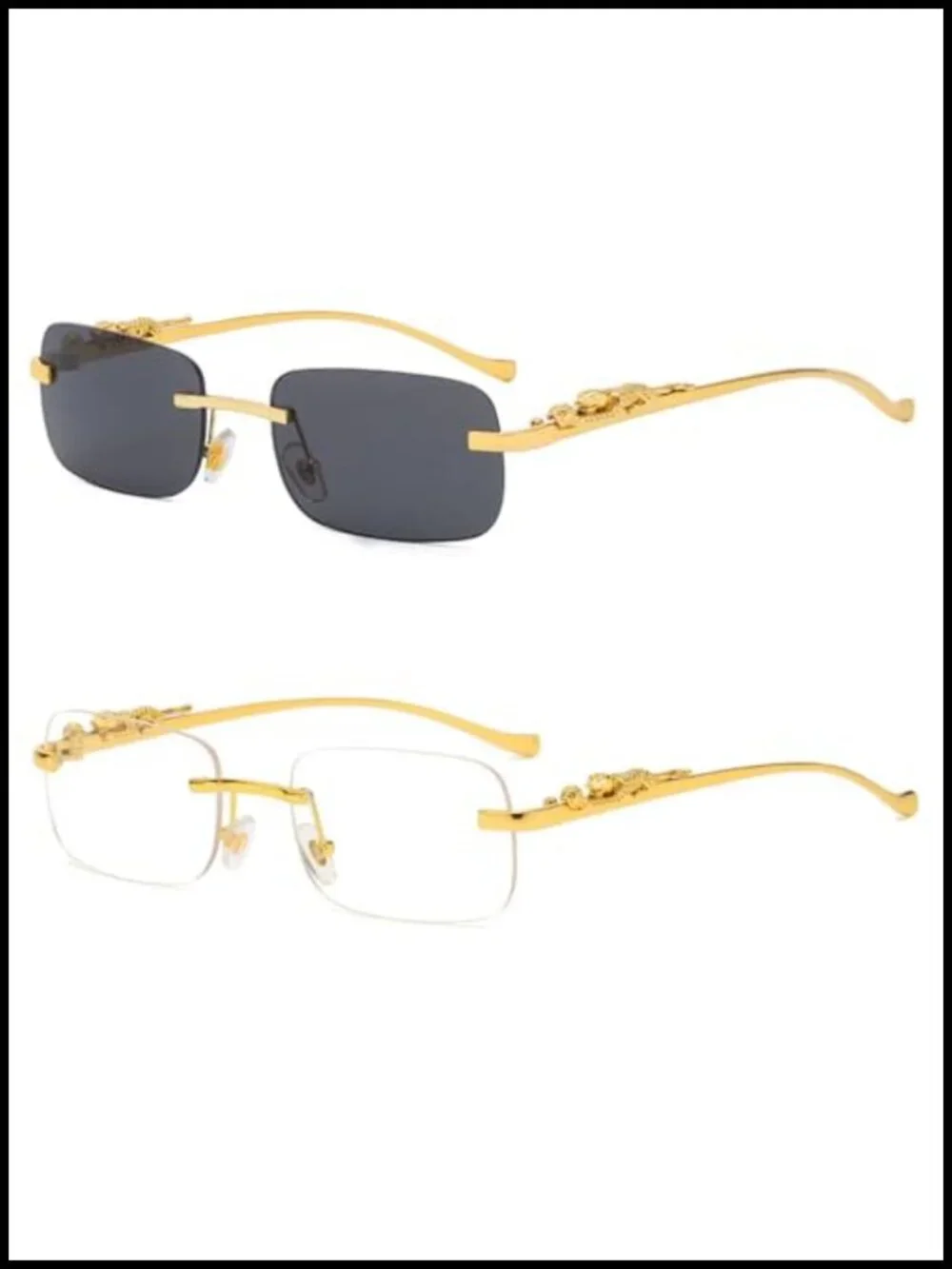 Retro Y2K Rimless Sunglasses UV400 Protection Metal Frame Unisex